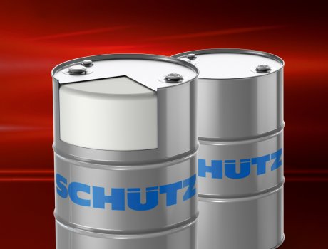 Mit dem Combi-Stahlfass vereint Schütz die Korrosionsfreiheit und Sauberkeit eines Kunststofffasses mit der Stabilität und dem Permeationsschutz eines Stahlfasses. 
Foto: Schütz